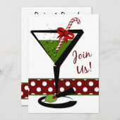 Red Christmas Cocktails Party Einladung (Vorne/Hinten)
