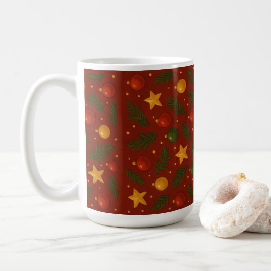 Red Christmas Coffee Tasse - Klassisches Weihnacht (Mit Donut)