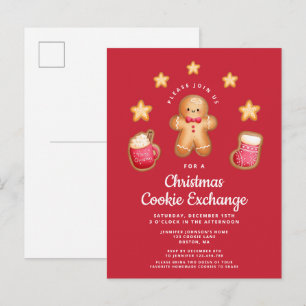 Red Christmas Cookie Exchange Niedlich Gingerbrot Einladungspostkarte