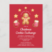 Red Christmas Cookie Exchange Niedlich Gingerbrot Einladungspostkarte (Vorderseite)
