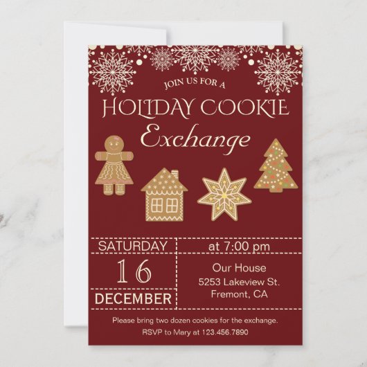 Red Christmas Cookie Exchange Party Einladung (Vorderseite)