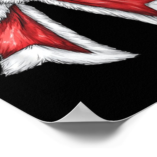 Red Christmas Coquette Bow Santa Poster (Ecke)