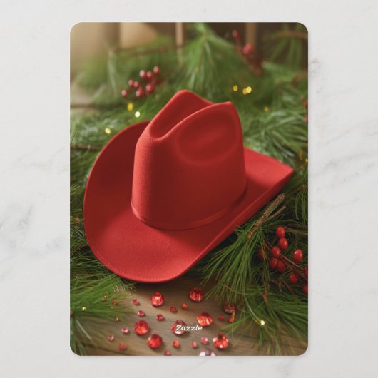 Red Christmas Cowboy Hat Brunch & Bubbly Einladung (Rückseite)