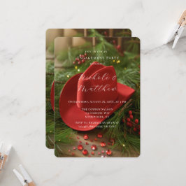 Red Christmas Cowboy Hat Engagement Party Einladung