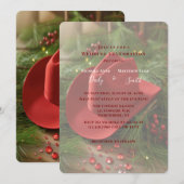Red Christmas Cowboy Hat Wedding Celebration Einladung (Vorne/Hinten)