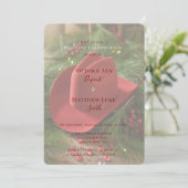 Red Christmas Cowboy Hat Wedding Celebration Einladung (Stehend Vorderseite)