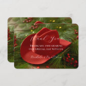 Red Christmas Cowboy Hat Wedding Dankeskarte (Vorne/Hinten)