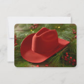 Red Christmas Cowboy Hat Wedding Dankeskarte (Rückseite)