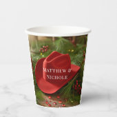 Red Christmas Cowboy Hat Wedding Pappbecher (Vorderseite)