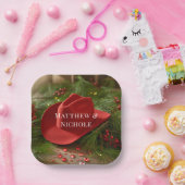 Red Christmas Cowboy Hat Wedding Pappteller (Party)