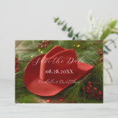Red Christmas Cowboy Hat Wedding Save The Date (Stehend Vorderseite)