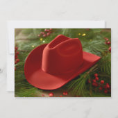 Red Christmas Cowboy Hat Wedding Save The Date (Rückseite)