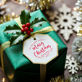 Red Christmas Curved Familienname & Rücksendeadres Permastempel