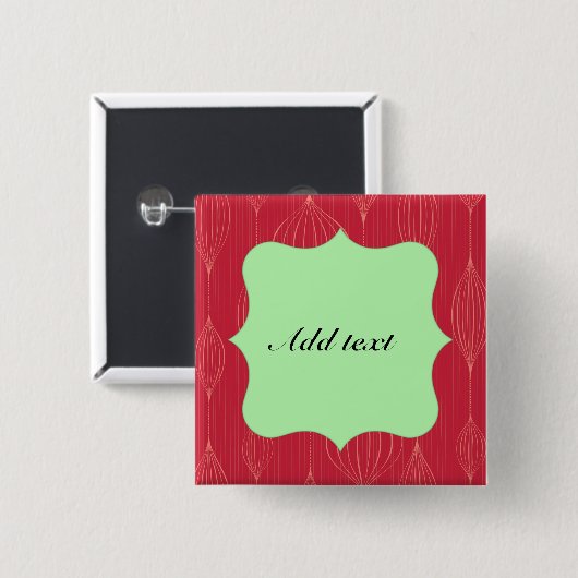 Red Christmas Cutout Frame Template, anpassbar Button (Vorne & Hinten)