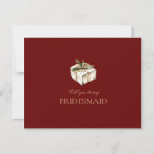 Red Christmas Decor Bridesmaid Vorschlag Card Save The Date (Vorderseite)
