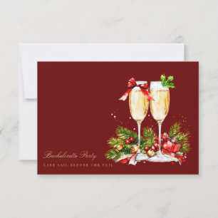 Red Christmas Decor Junggeselinnen-Abschied Card Einladung