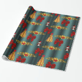 Red Christmas Decorative Aquamarin Geschenkpapier (Ungerollt)