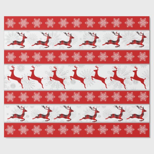 Red Christmas Deh Red & White Snowflake Muster Geschenkpapier (Flach)