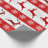 Red Christmas Deh Red & White Snowflake Muster Geschenkpapier (Ecke)