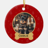 Red Christmas Dog Name Holiday Keepsake Keramik Ornament (Vorne)