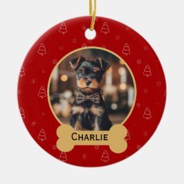 Red Christmas Dog Name Holiday Keepsake Keramik Ornament