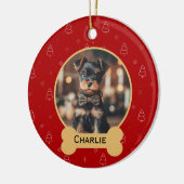 Red Christmas Dog Name Holiday Keepsake Keramik Ornament (Links)
