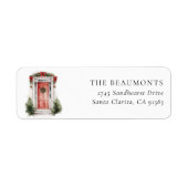 Red Christmas Door Return Address Label (Vorne)
