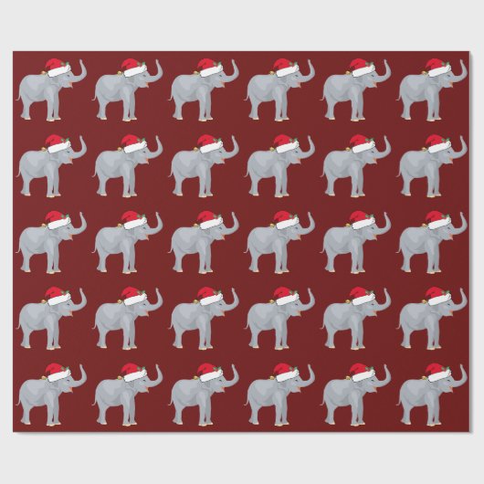 Red Christmas Elephant Geschenkpapier (Flach)