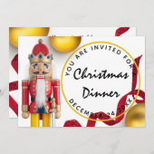 Red Christmas Eve Dinner White gold Nutcracker Einladung (Vorne/Hinten)
