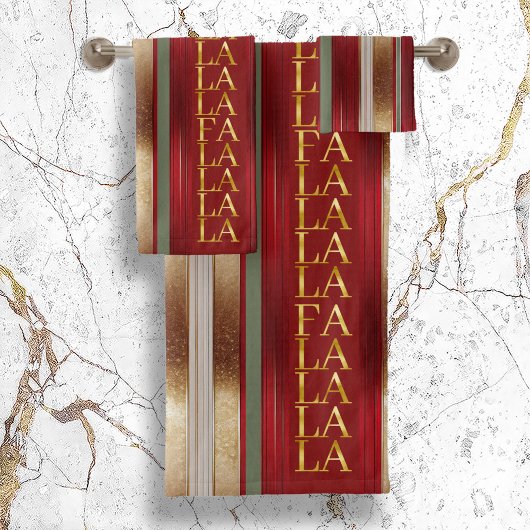 Red Christmas Fa La La Pattern#27 ID1009 Badhandtuch Set