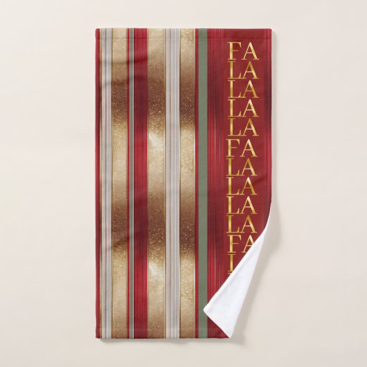 Red Christmas Fa La La Pattern#27 ID1009 Badhandtuch Set (Handtuch)