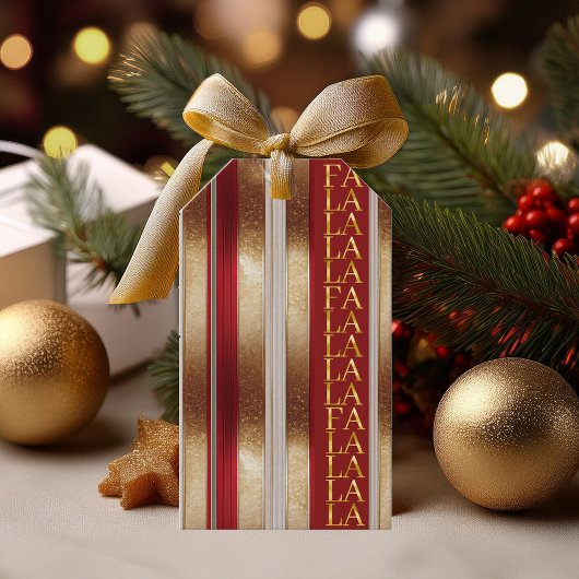 Red Christmas Fa La La Pattern#27 ID1009 Geschenkanhänger