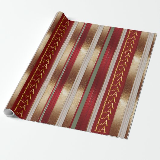 Red Christmas Fa La La Pattern#27 ID1009 Geschenkpapier (Ungerollt)