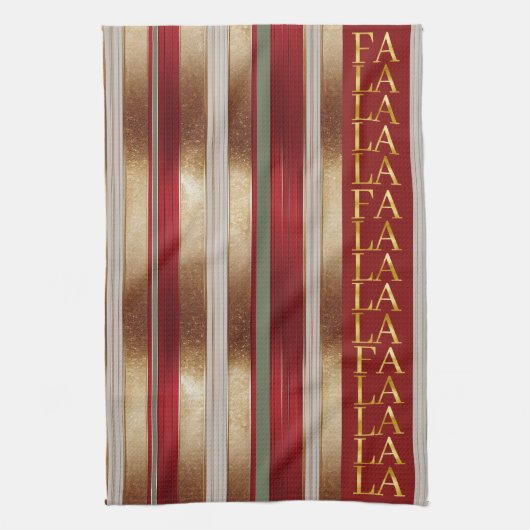Red Christmas Fa La La Pattern#27 ID1009 Geschirrtuch (Vertikal)