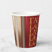 Red Christmas Fa La La Pattern#27 ID1009 Pappbecher (Vorderseite)