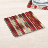 Red Christmas Fa La La Pattern#27 ID1009 Rechteckiger Pappuntersetzer (angewinkelt)