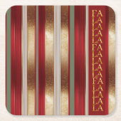 Red Christmas Fa La La Pattern#27 ID1009 Rechteckiger Pappuntersetzer (Vorderseite)