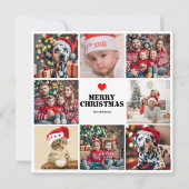 Red Christmas Family 8 Foto Collage Urlaubskarte (Vorderseite)