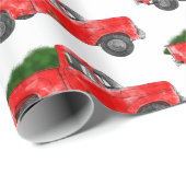 Red Christmas Farm Truck Geschenkpapier (Rolleneckpunkt)