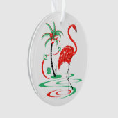 Red Christmas Flamingo Acryl rund Ornament (Vorderseite)