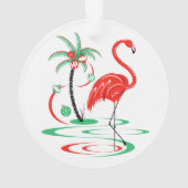 Red Christmas Flamingo Acryl rund Ornament (Rückseite)