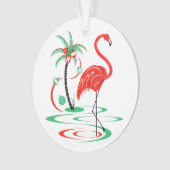 Red Christmas Flamingo Acryl rund Ornament (Vorderseite)