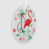 Red Christmas Flamingo Baubles Acryl rund Ornament (Vorderseite)