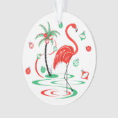 Red Christmas Flamingo Baubles Acryl rund Ornament (Vorderseite)