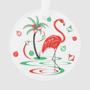 Red Christmas Flamingo Baubles Acryl rund Ornament