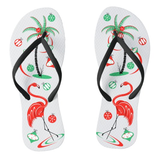 Red Christmas Flamingo Baubles Flip Flops Badesandalen (Fußbett)