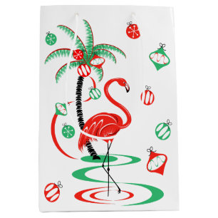 Red Christmas Flamingo Baubles Geschenktasche Medi Mittlere Geschenktüte
