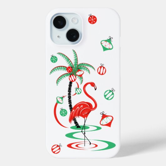 Red Christmas Flamingo Baubles iPhone Case (Rückseite)