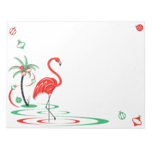 Red Christmas Flamingo Baubles Landschaft Notizblock