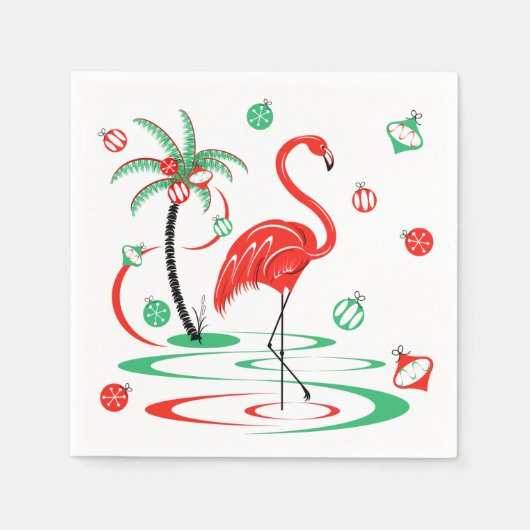 Red Christmas Flamingo Baubles napspapier Serviette (Vorderseite)